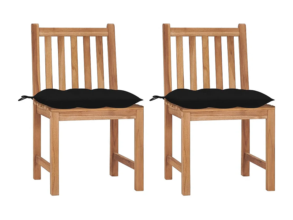 Chaise de jardin 2 pc avec coussin Bois de teck massif 8