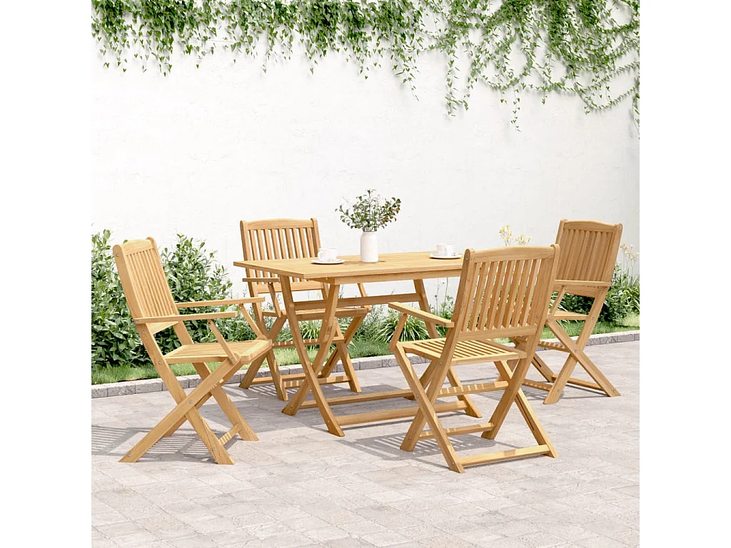 Chaise pliable de jardin 4 pc bois massif d'acacia