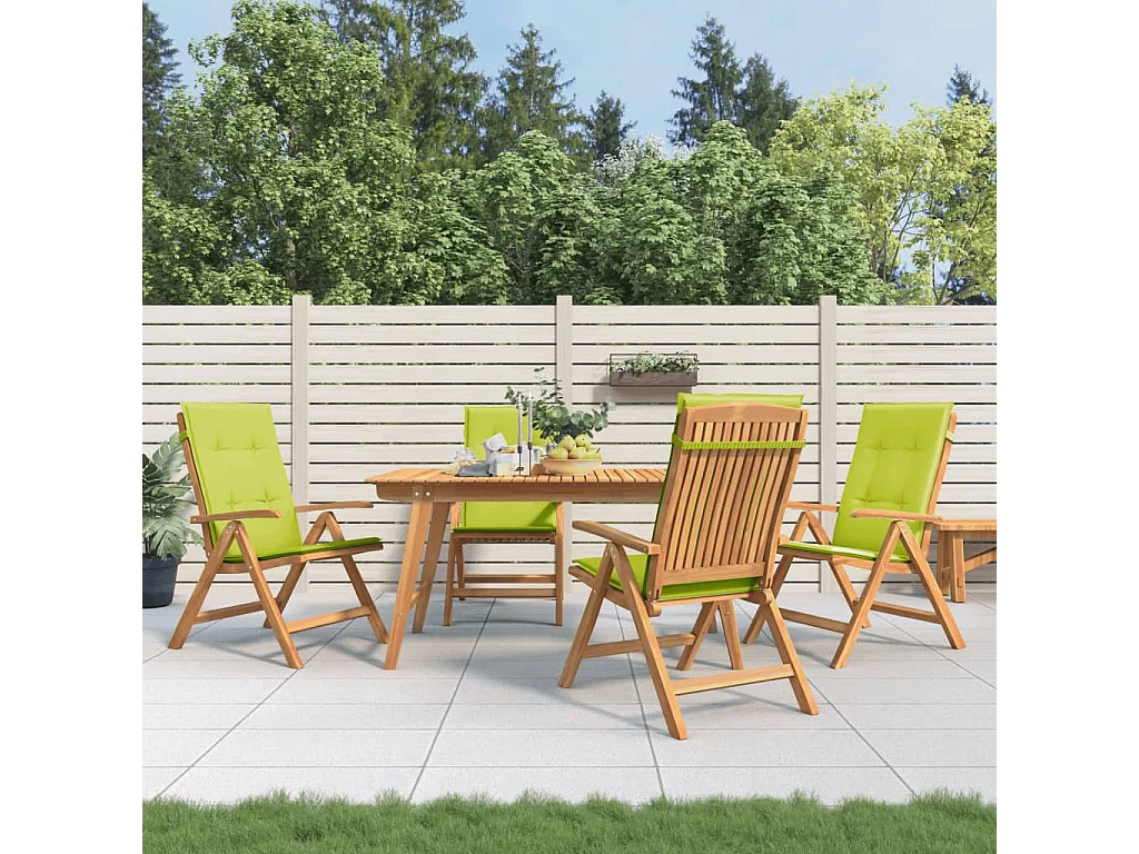Chaise de jardin inclinable 4pc et coussin bois massif teck