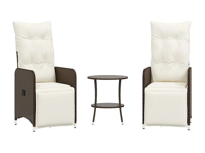 Chaise de jardin inclinable lot de 2 et table résine tressée