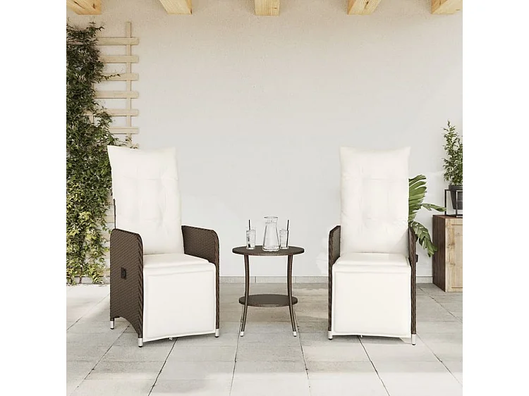Chaise de jardin inclinable lot de 2 et table résine tressée