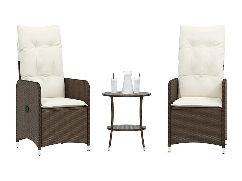 Chaise de jardin inclinable lot de 2 et table résine tressée