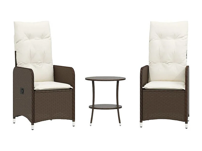 Chaise de jardin inclinable lot de 2 et table résine tressée