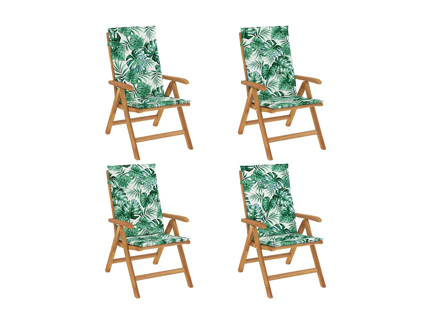 Chaise de jardin inclinable 4pc et coussin bois massif teck