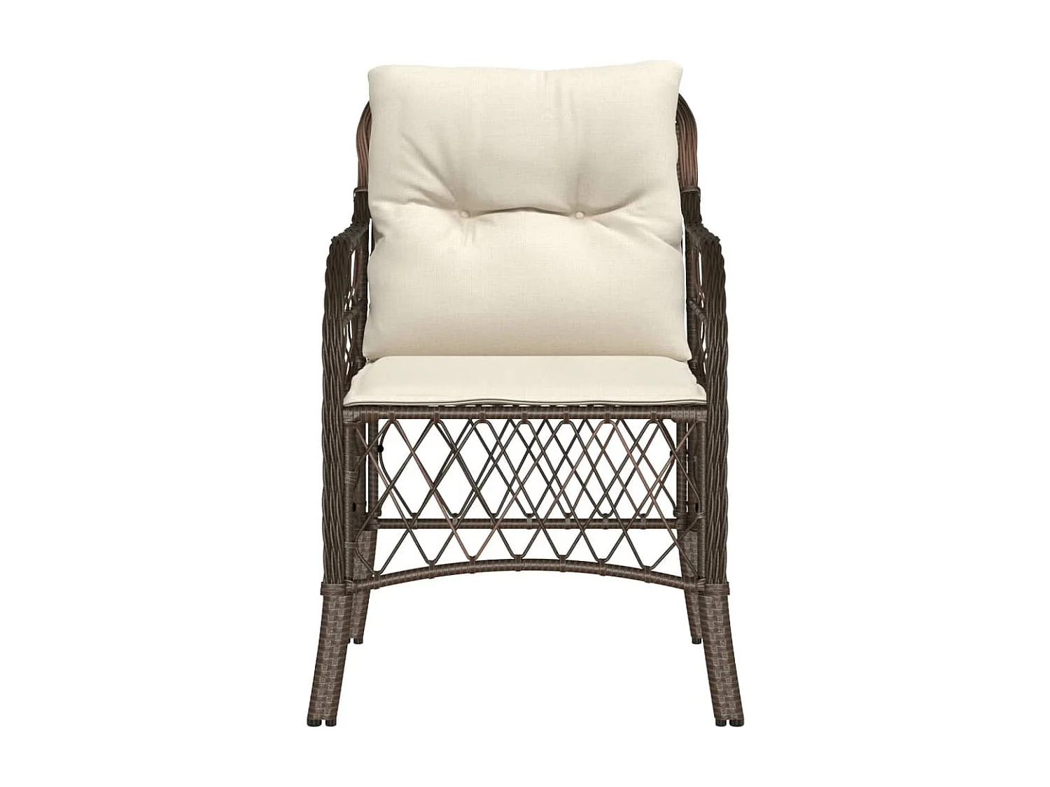 Chaise de jardin avec coussin lot de 2 marron résine tressée