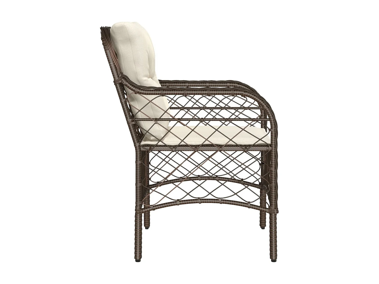 Chaise de jardin avec coussin lot de 2 marron résine tressée