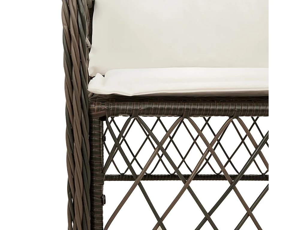 Chaise de jardin avec coussin lot de 2 marron résine tressée