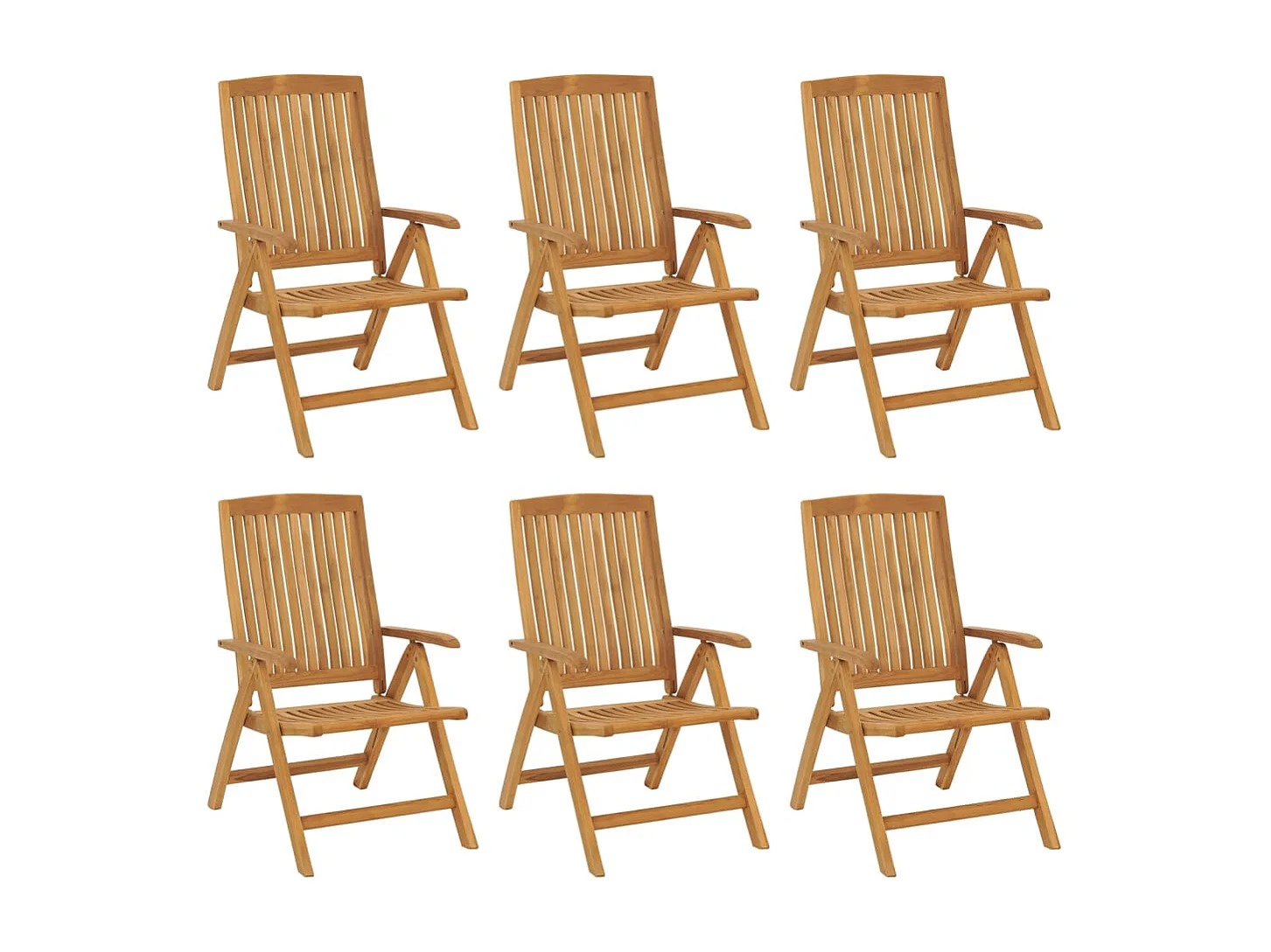 Chaise de jardin inclinable et coussin lot de 6 bois teck