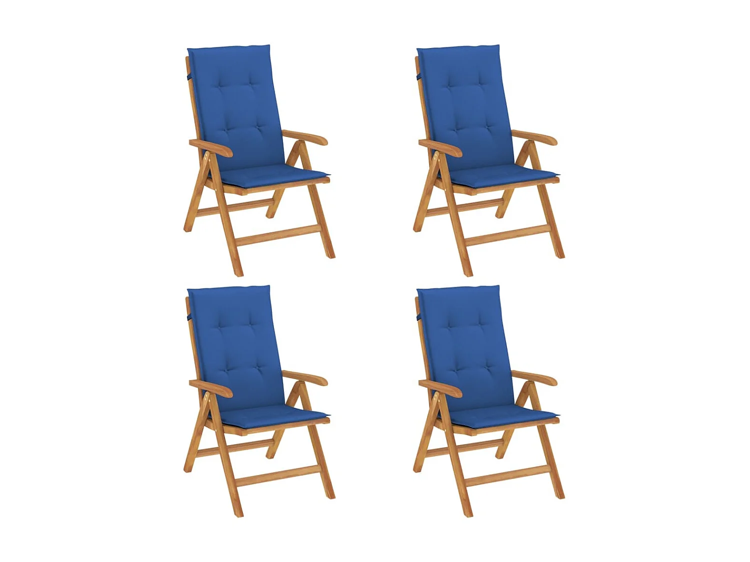 Chaise de jardin inclinable 4pc et coussin bois massif teck