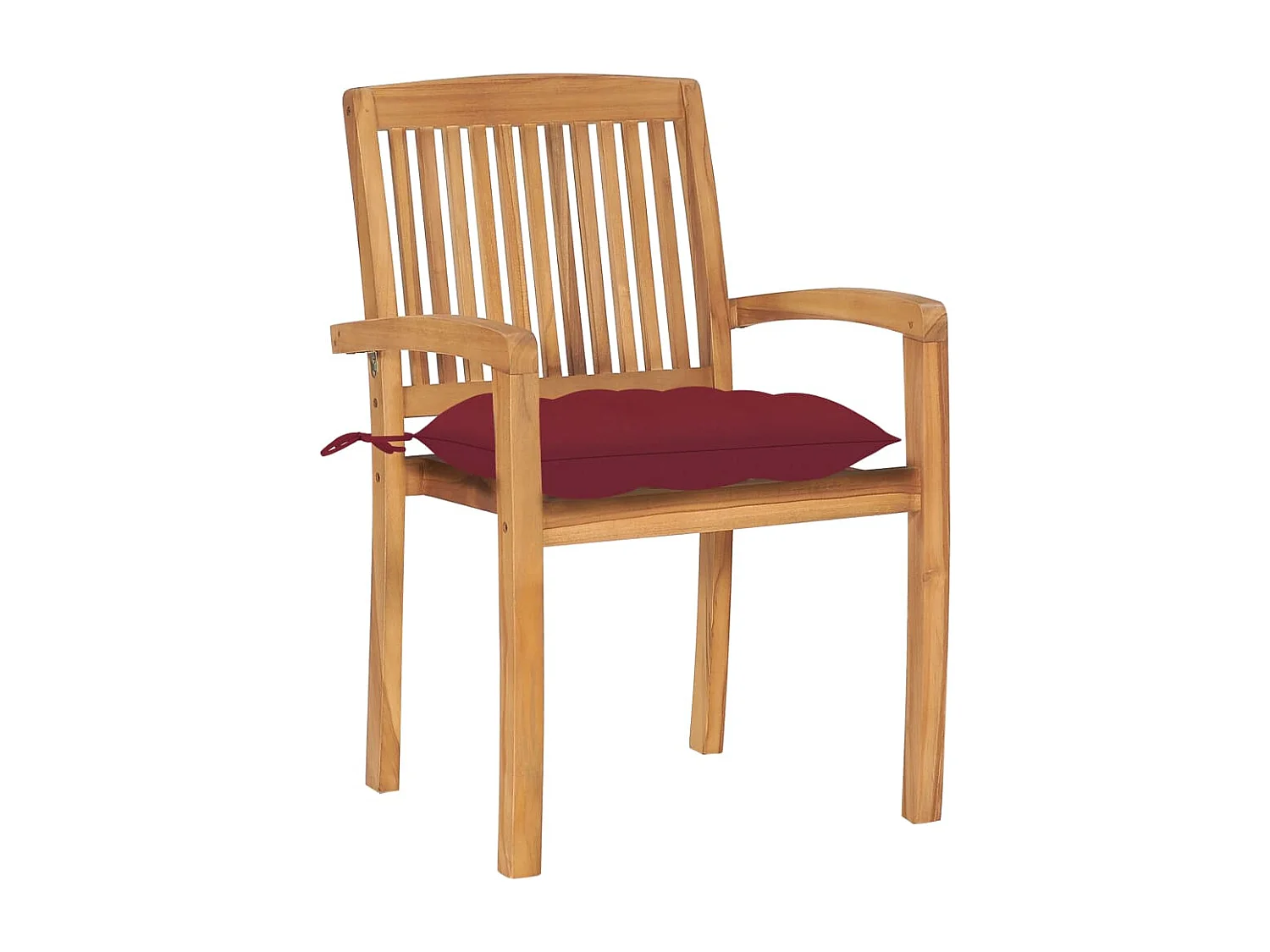 Chaise de jardin 2 pc avec coussin bordeaux Teck massif 7