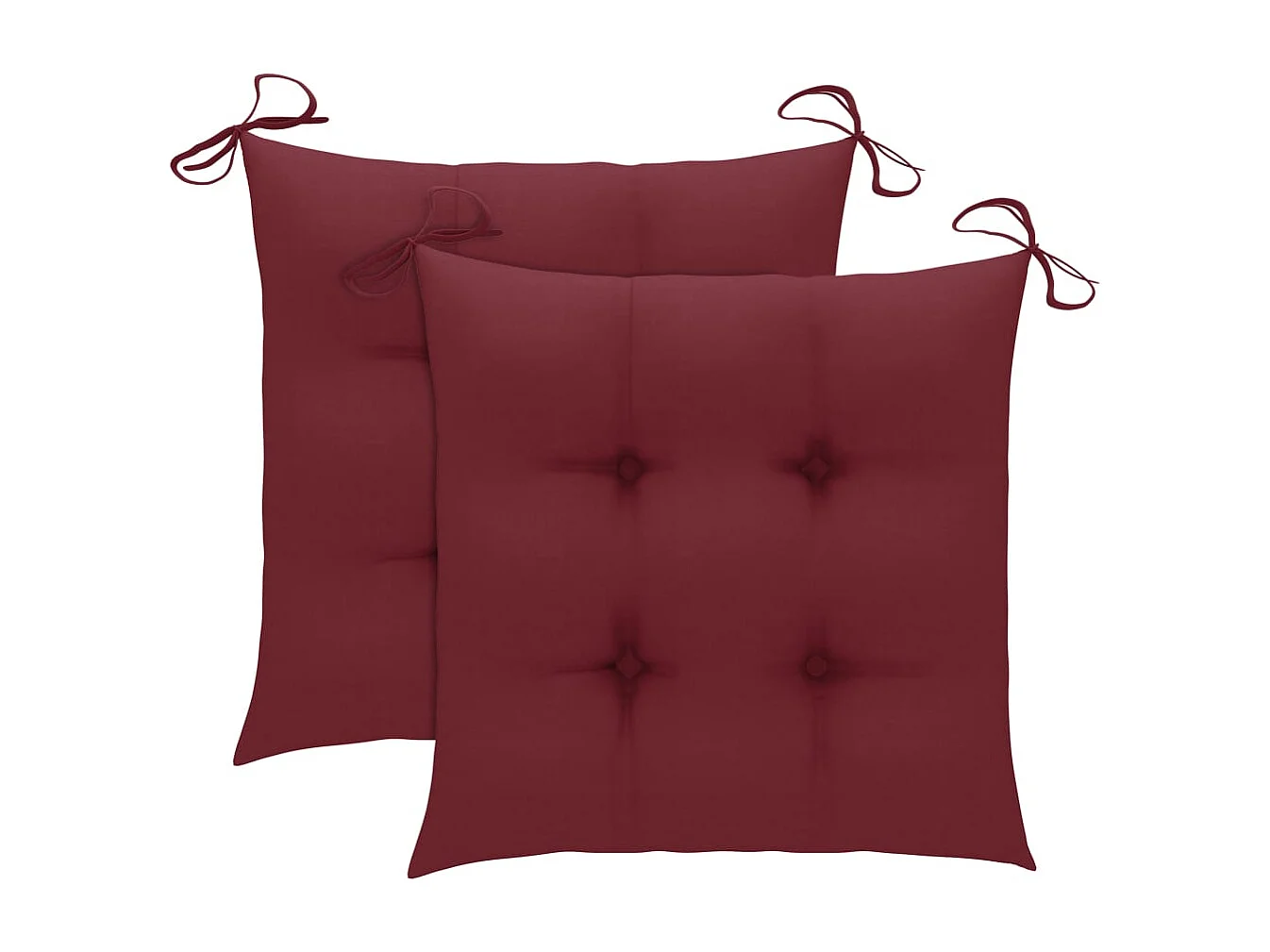 Chaise de jardin 2 pc avec coussin bordeaux Teck massif 7