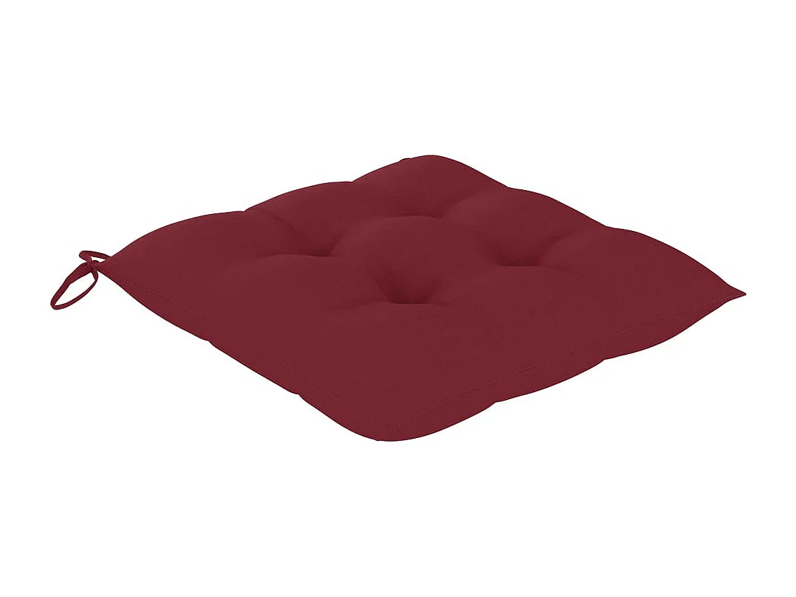 Chaise de jardin 2 pc avec coussin bordeaux Teck massif 7