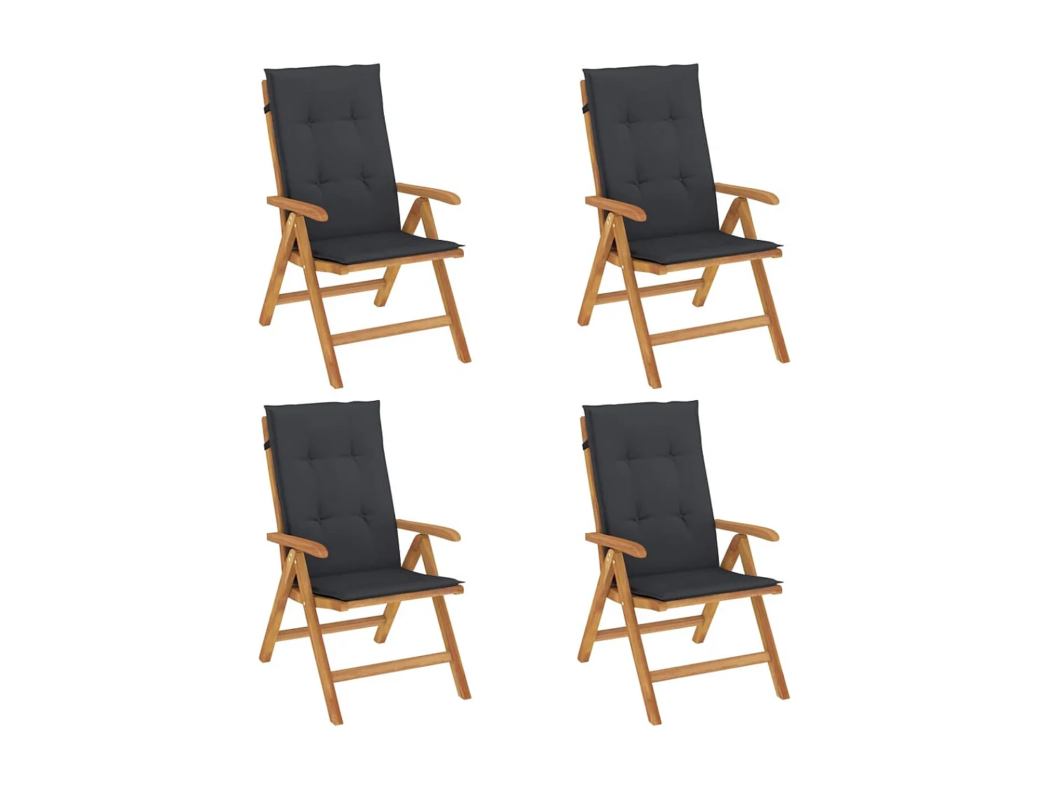 Chaise de jardin inclinable 4pc et coussin bois massif teck