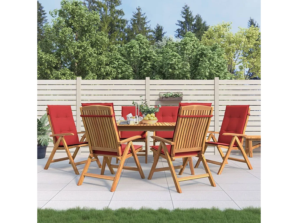 Chaise de jardin inclinable et coussin lot de 6 bois teck
