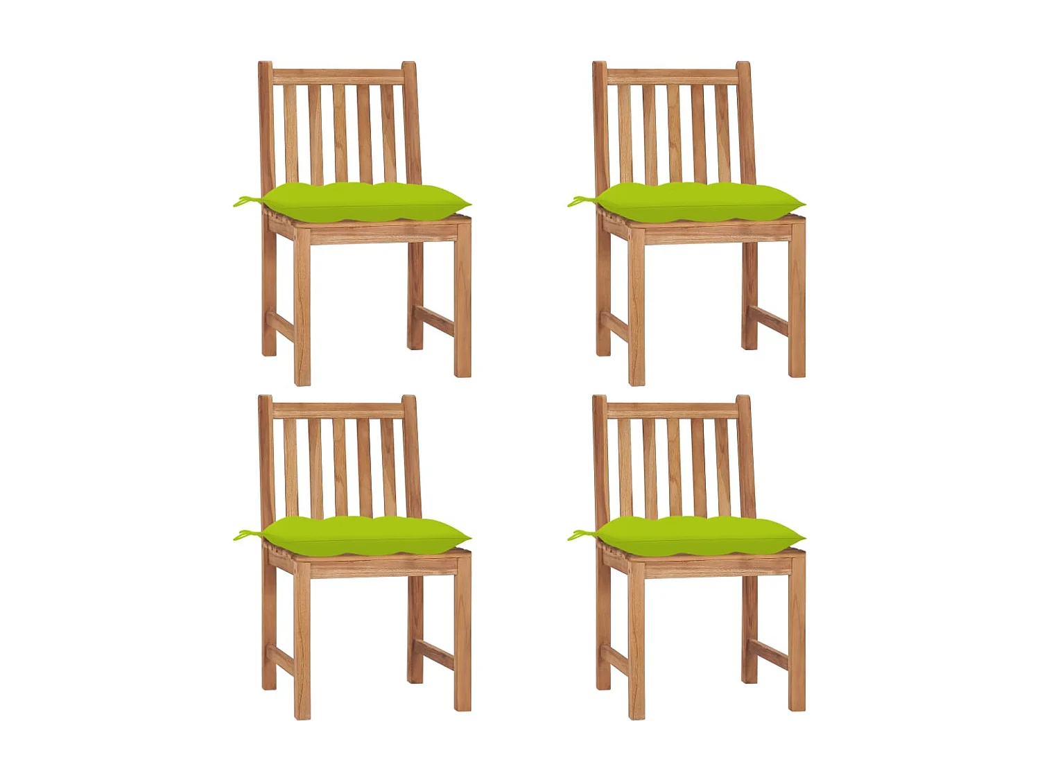 Chaise de jardin 4 pc avec coussin Bois de teck massif 13
