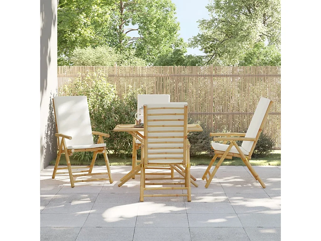 Chaise de bistro pliante lot de 4 et coussin blanc crème