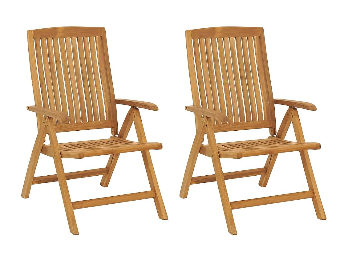 Chaise de jardin inclinable 2pc et coussin bois massif teck