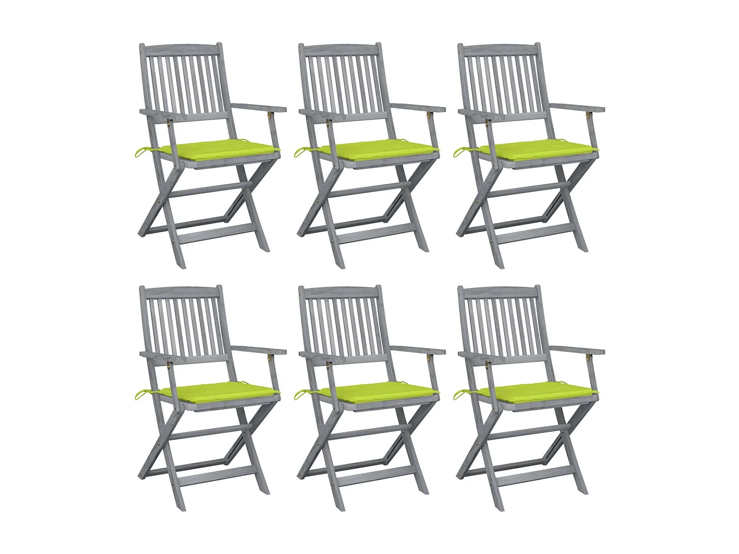 Chaise pliable d'extérieur 6 pc avec coussin Bois d'acacia 10