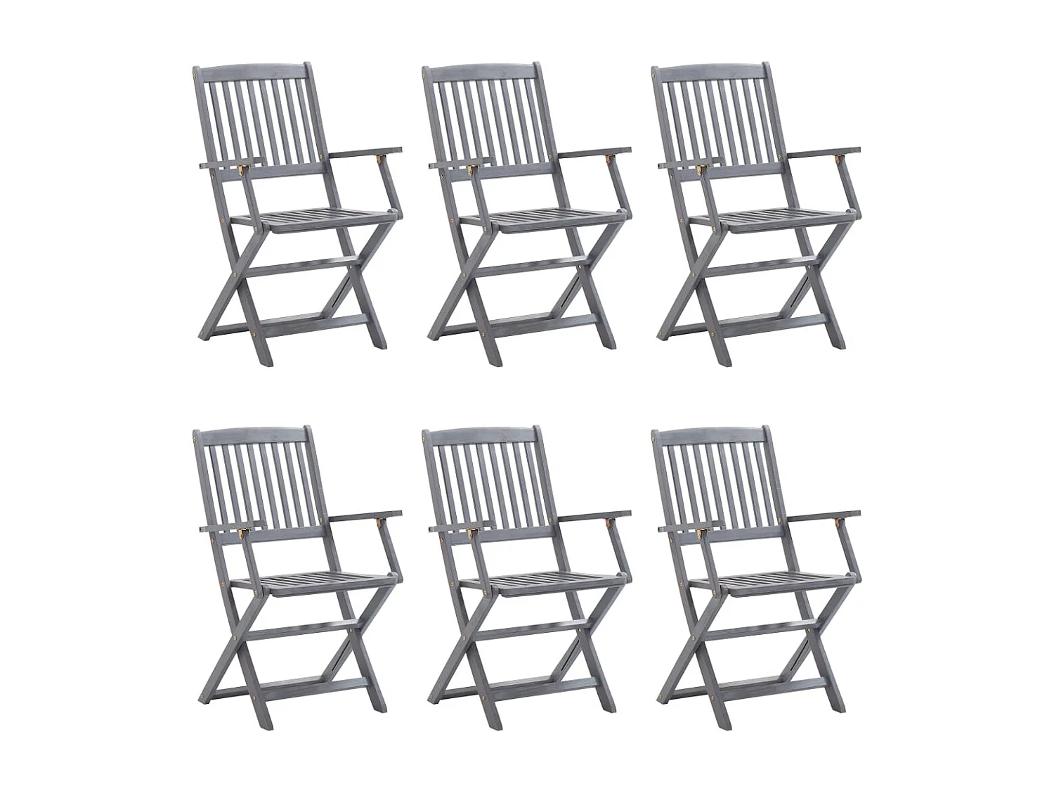 Chaise pliable d'extérieur 6 pc avec coussin Bois d'acacia 10