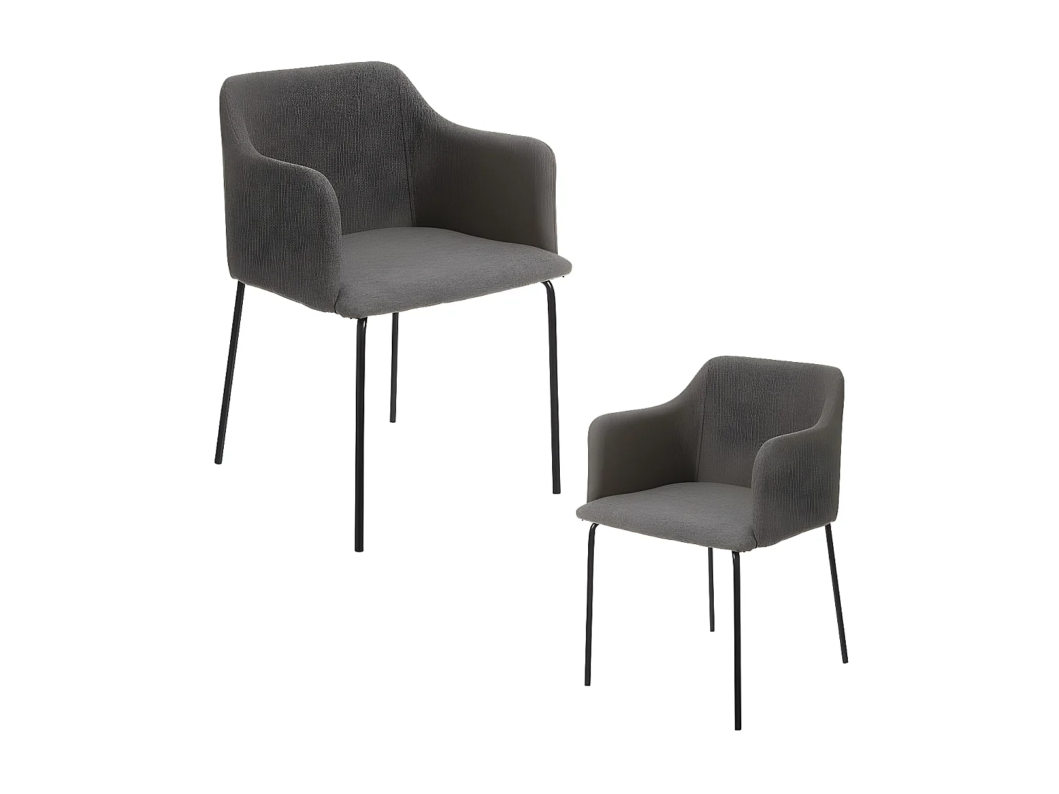 Duo de Fauteuils Tissu gris foncé/Métal noir - CIOP