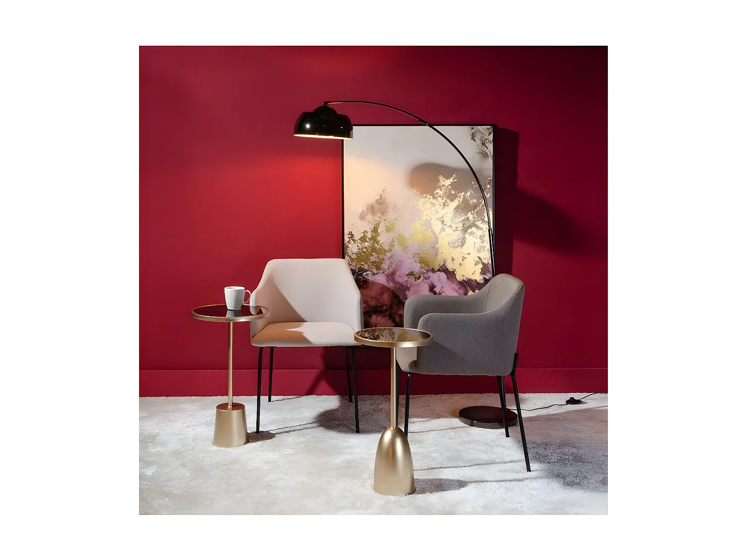 Duo de Fauteuils Tissu gris foncé/Métal noir - CIOP