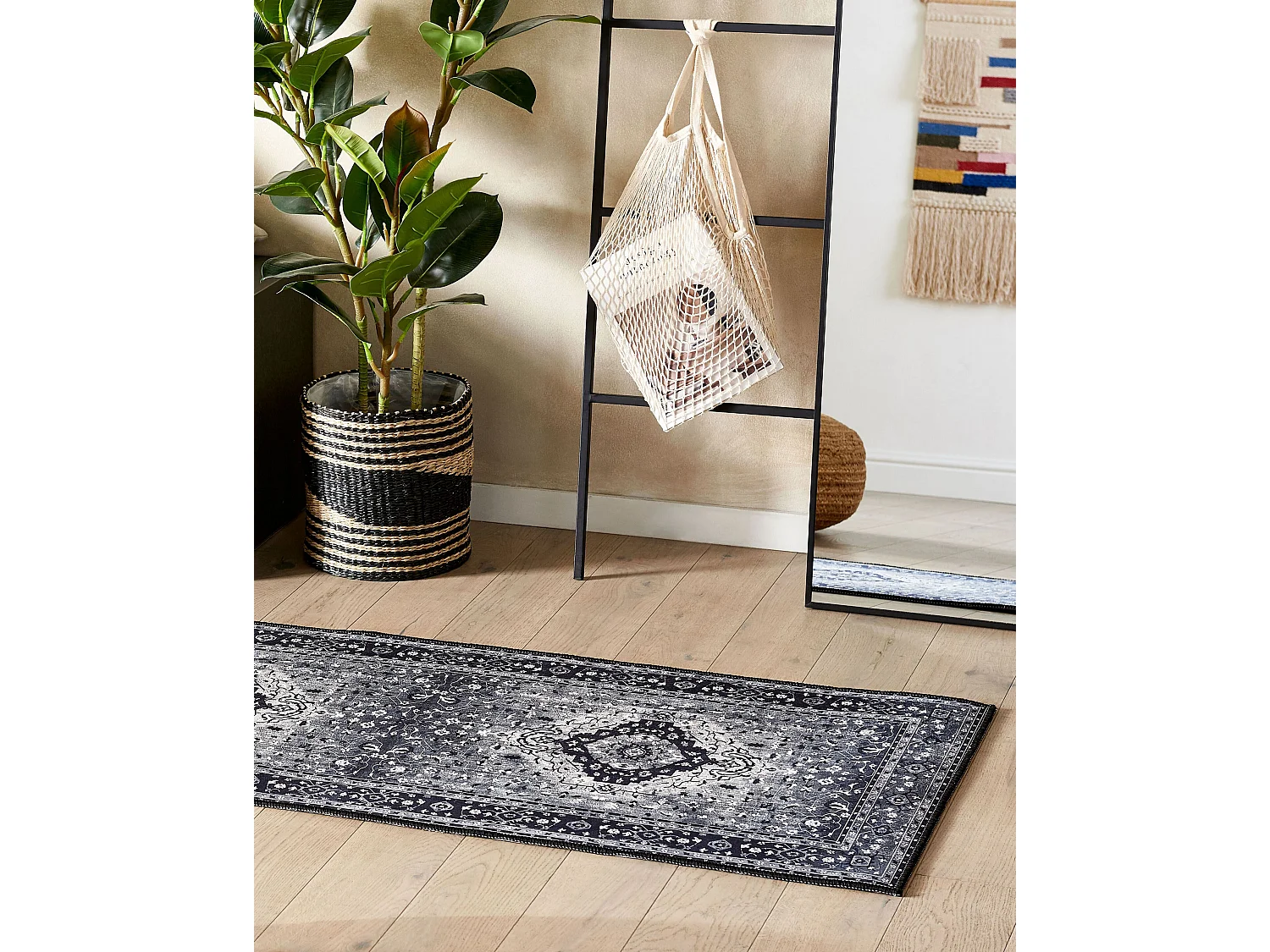 Vloerkleed polyester grijs 60 x 200 cm VADKADAM