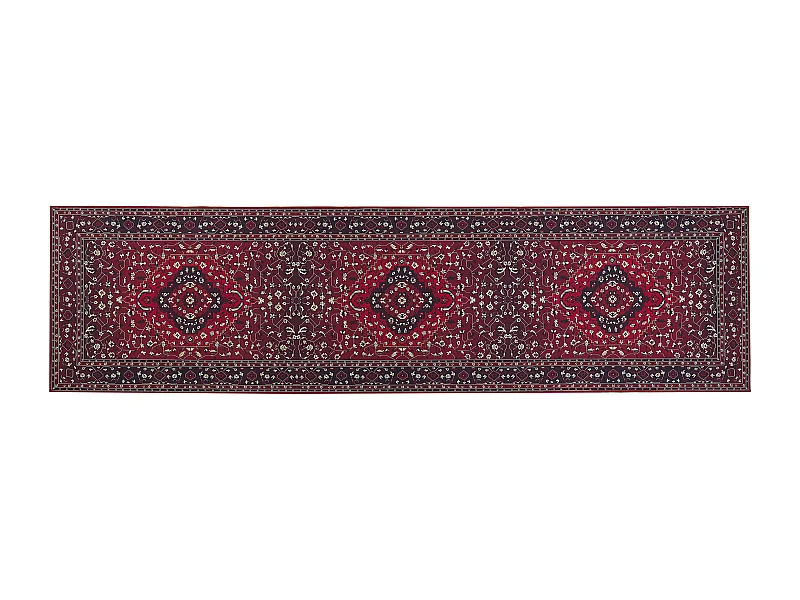 Teppich Läufer rot orientalisches Muster rutschfest 80 x 300 cm Vintage Vadkadam