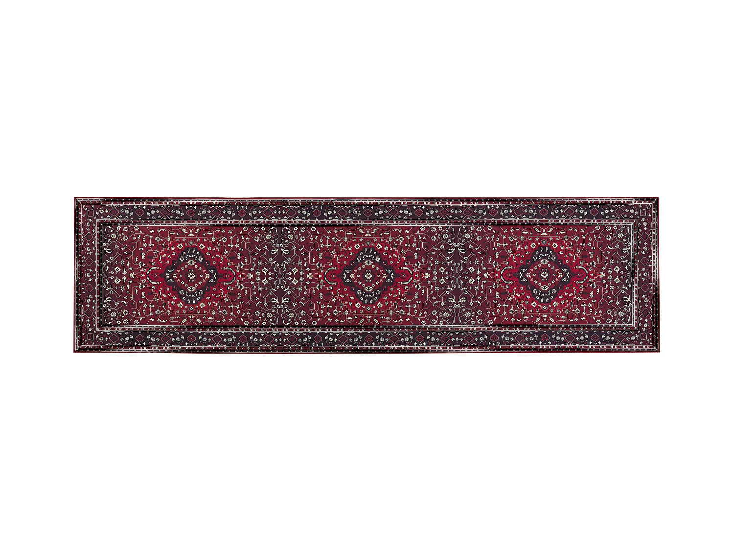 Teppich Läufer rot orientalisches Muster rutschfest 80 x 300 cm Vintage Vadkadam