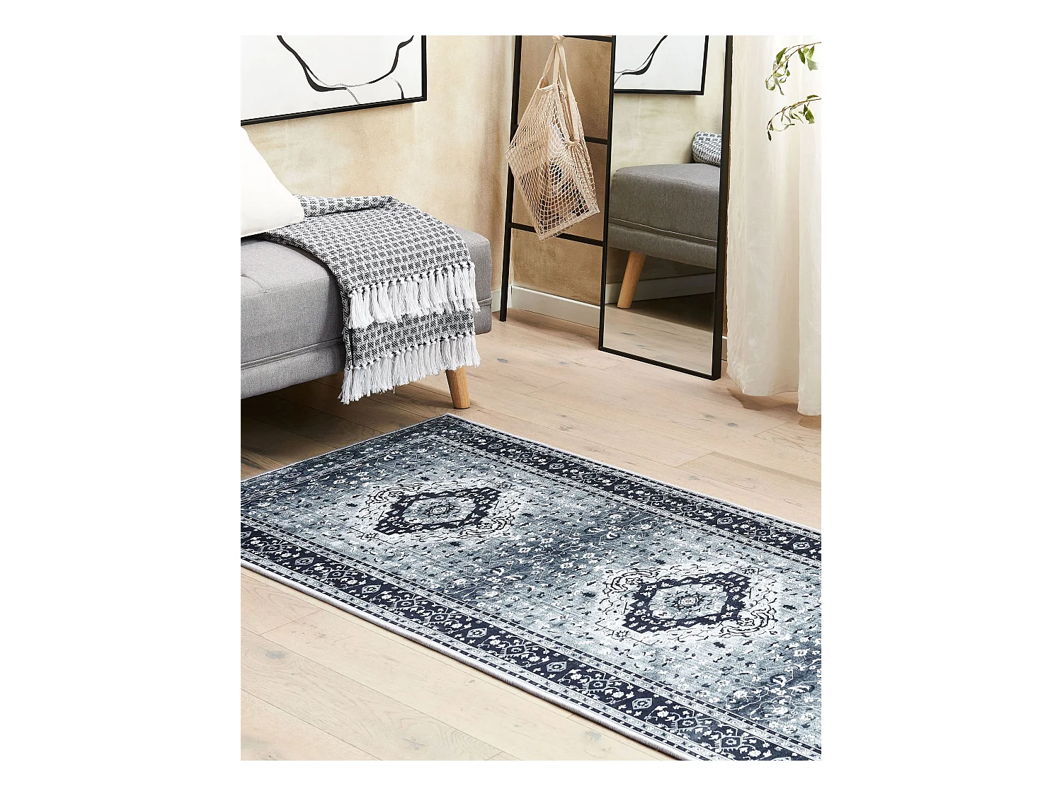 Vloerkleed polyester grijs 80 x 200 cm VADKADAM