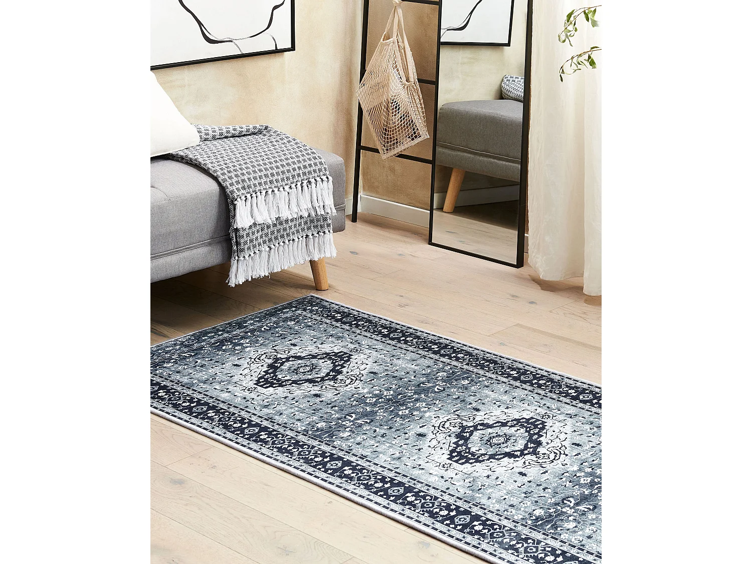 Vloerkleed polyester grijs 80 x 200 cm VADKADAM