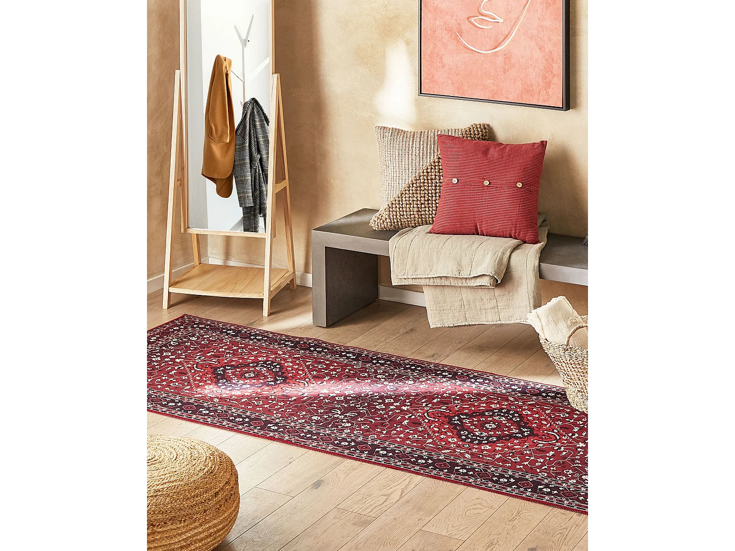 Vloerkleed polyester rood 80 x 240 cm VADKADAM