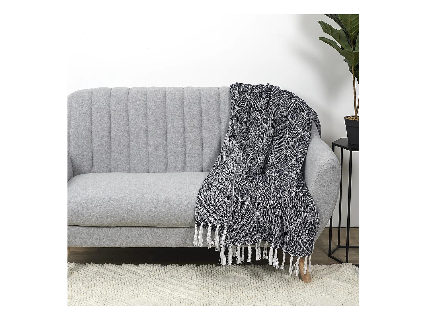 Jeté de canapé 120x150 cm SOLEIL Blanc/Bleu