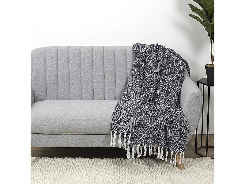 Jeté de canapé 120x150 cm SOLEIL Blanc/Bleu