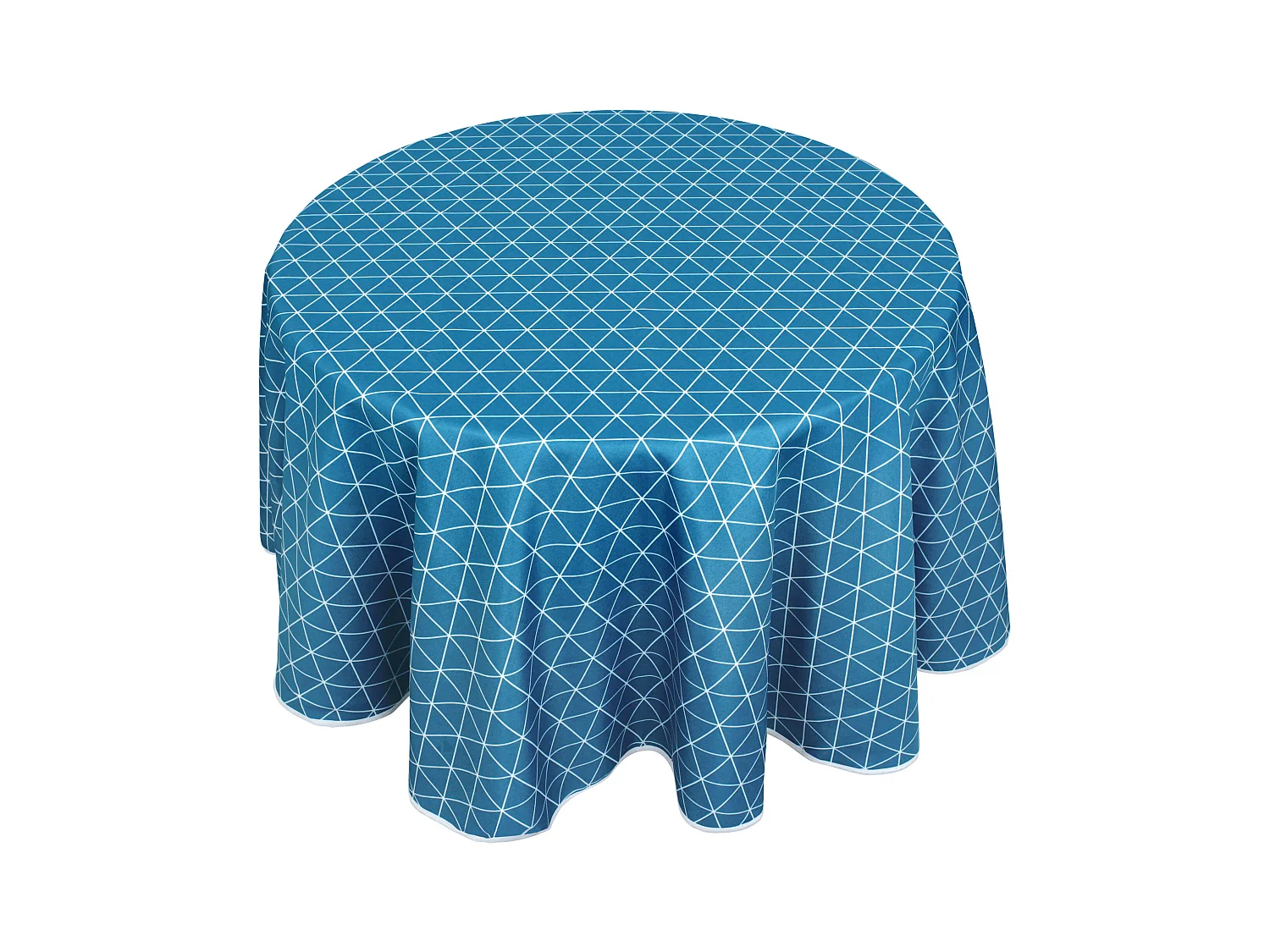 Nappe ronde 180 cm imprimée 100% polyester PACO géométrique bleu curacao