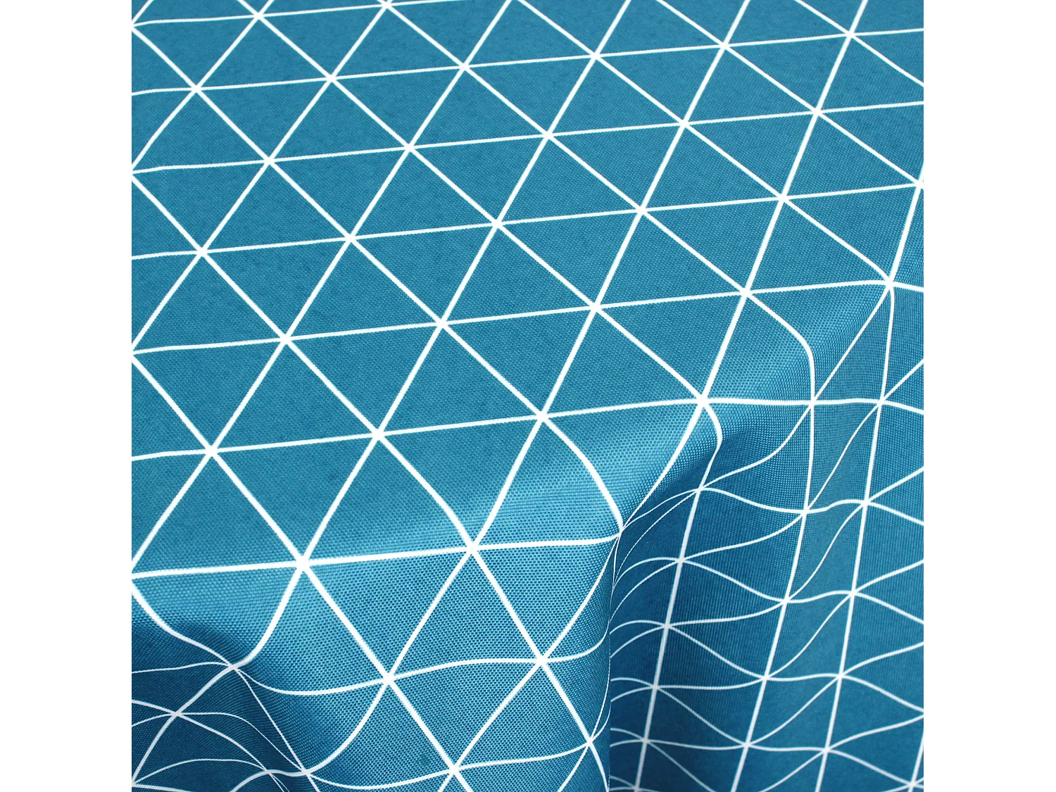 Nappe ronde 180 cm imprimée 100% polyester PACO géométrique bleu curacao