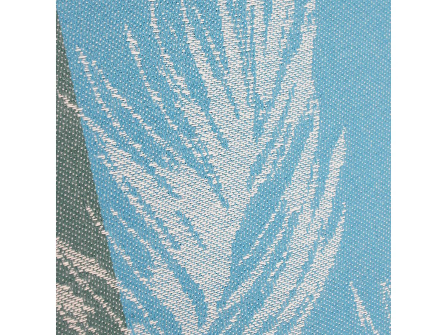 Nappe ronde 170 cm PALMIER bleu lagon Jacquard coton + enduction acrylique