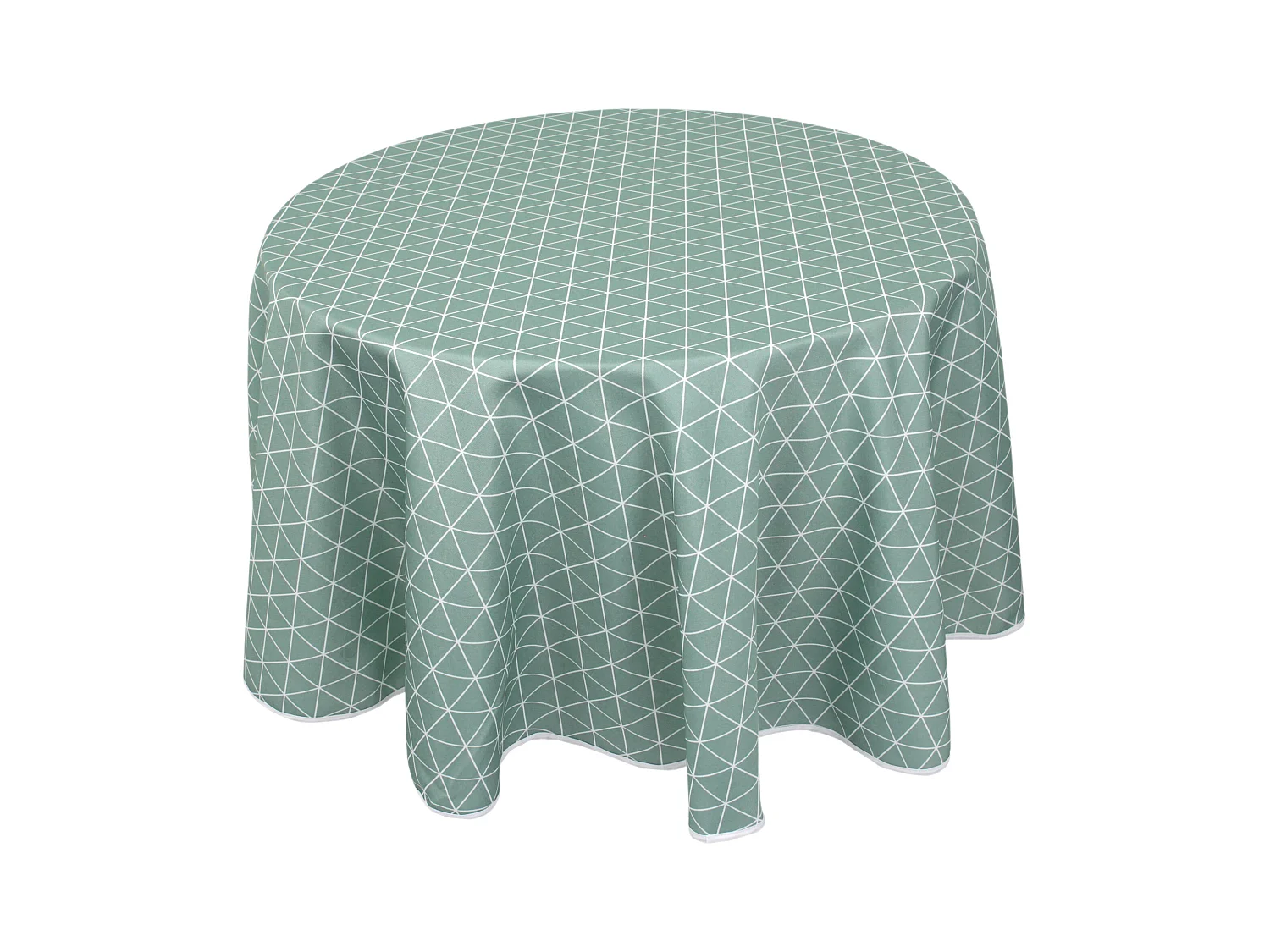 Nappe ronde 180 cm imprimée 100% polyester PACO géométrique vert thym