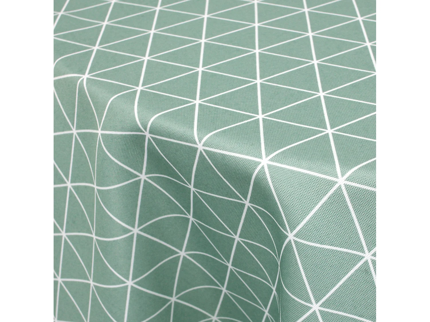 Nappe ronde 180 cm imprimée 100% polyester PACO géométrique vert thym