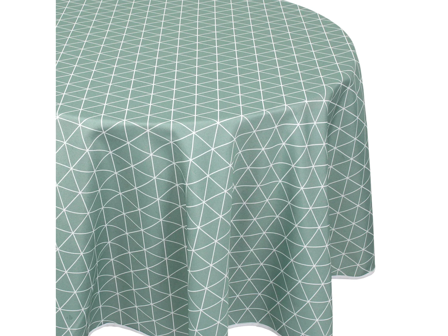 Nappe ovale 180x240 cm imprimée 100% polyester PACO géométrique vert thym