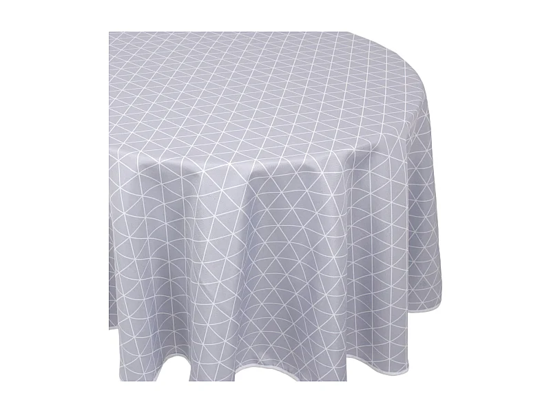 Nappe ovale 180x240 cm imprimée 100% polyester PACO géométrique bleu nuage