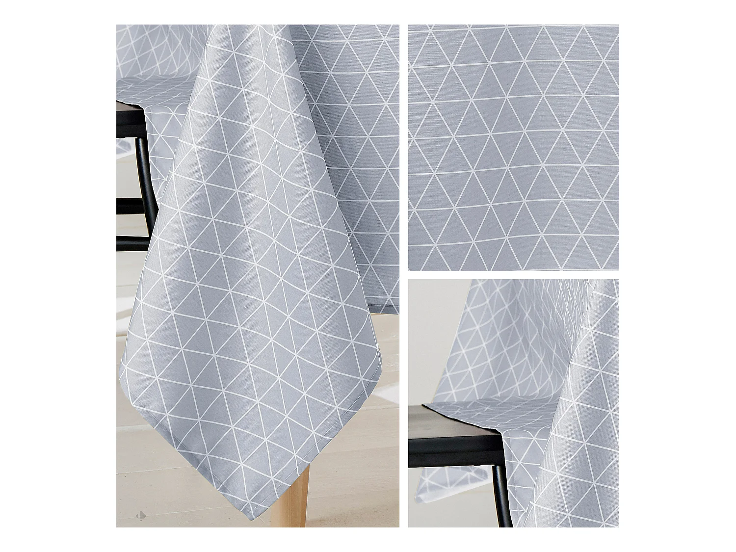 Nappe ovale 180x240 cm imprimée 100% polyester PACO géométrique bleu nuage
