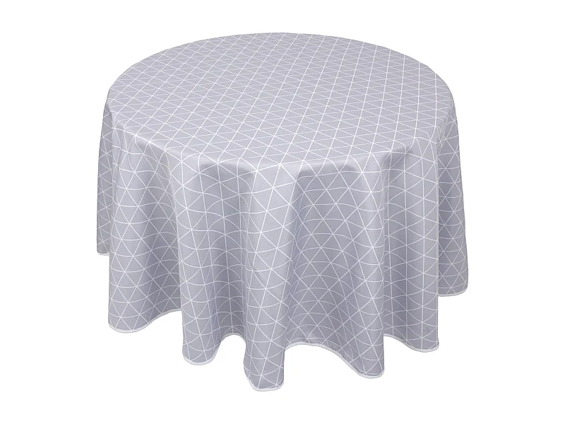 Nappe ronde 180 cm imprimée 100% polyester PACO géométrique bleu nuage