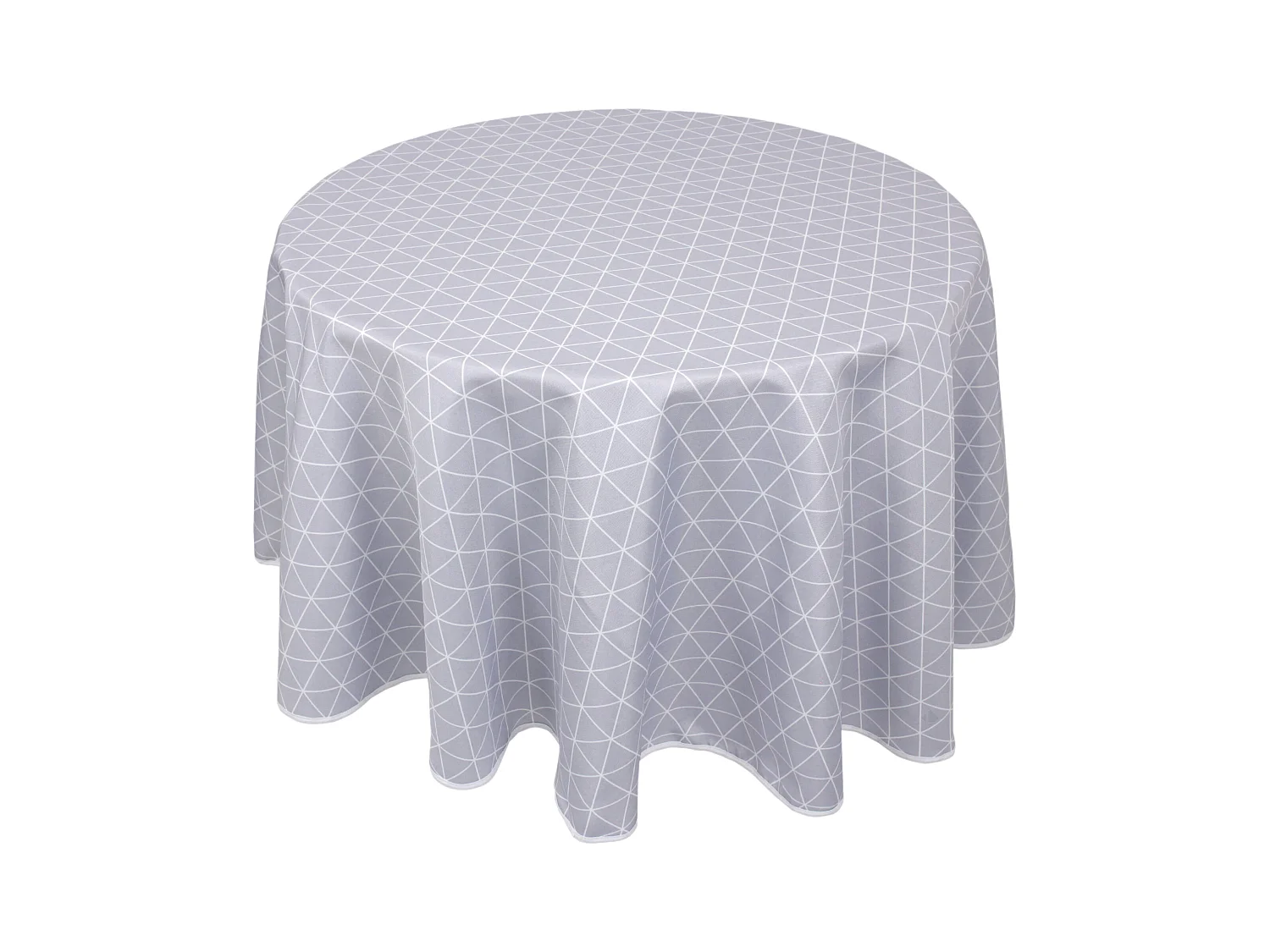 Nappe ronde 180 cm imprimée 100% polyester PACO géométrique bleu nuage