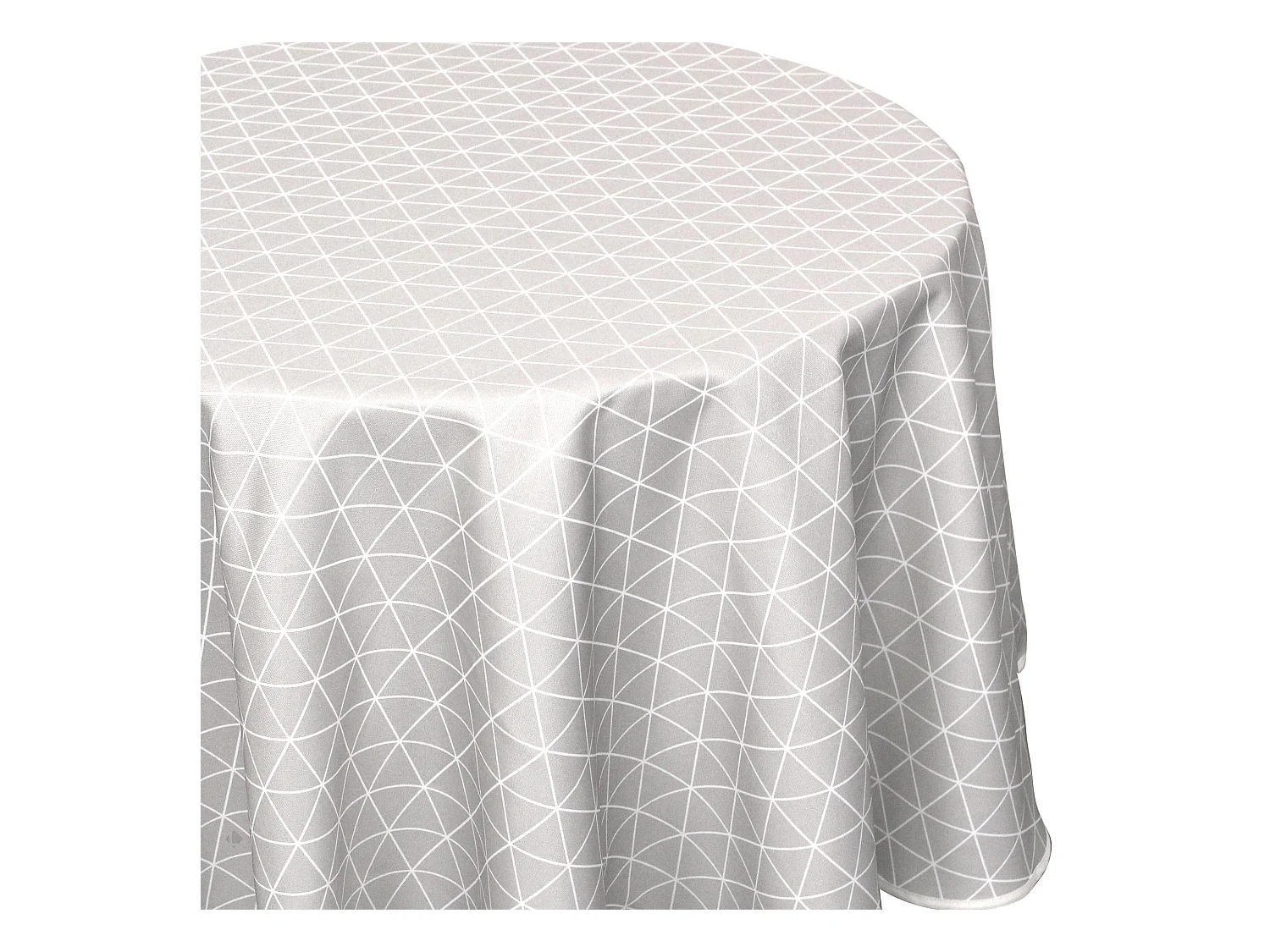 Nappe ronde 180 cm imprimée 100% polyester PACO géométrique gris Argent