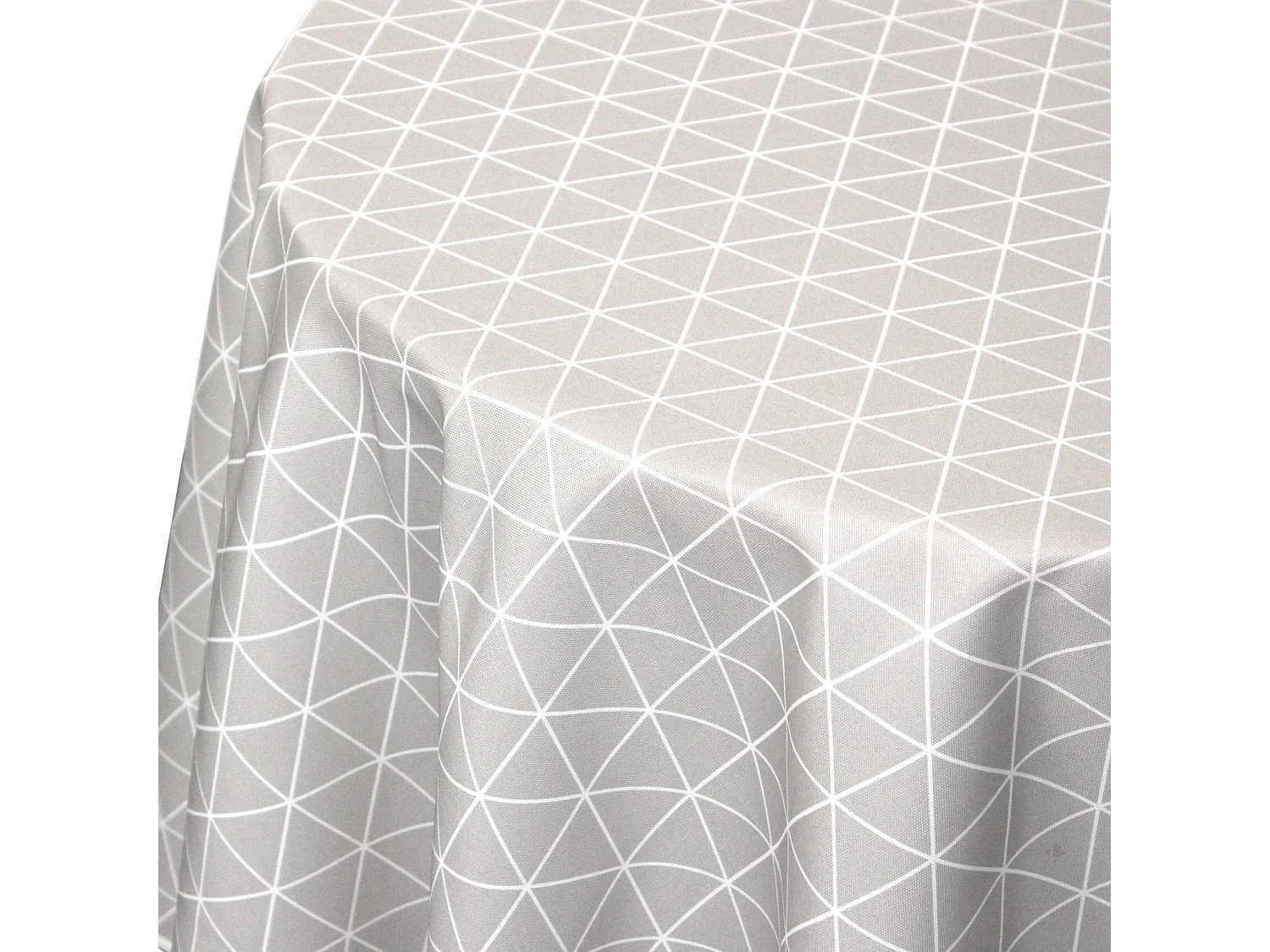 Nappe ronde 180 cm imprimée 100% polyester PACO géométrique gris Argent