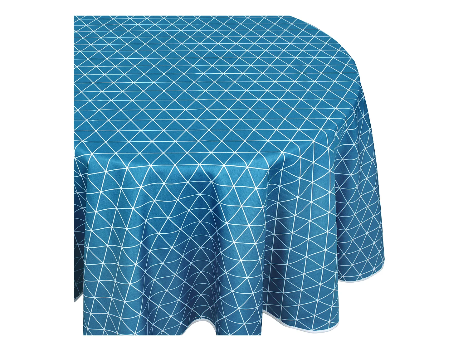 Nappe ovale 180x240 cm imprimée 100% polyester PACO géométrique bleu curacao