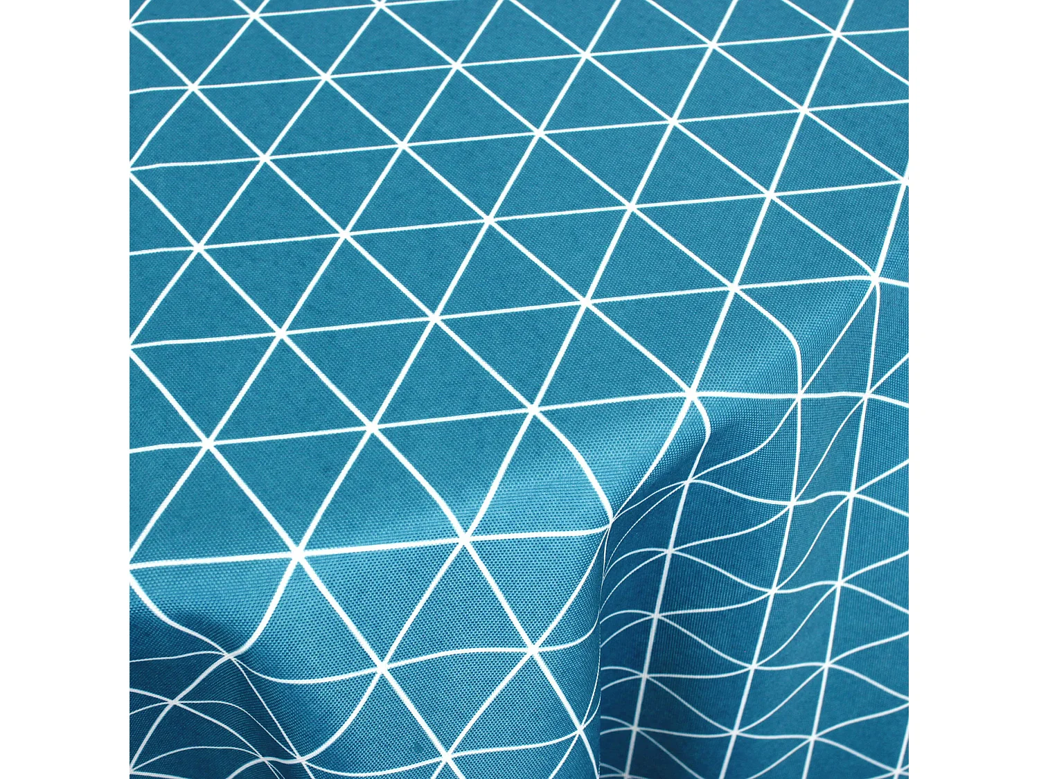 Nappe ovale 180x240 cm imprimée 100% polyester PACO géométrique bleu curacao