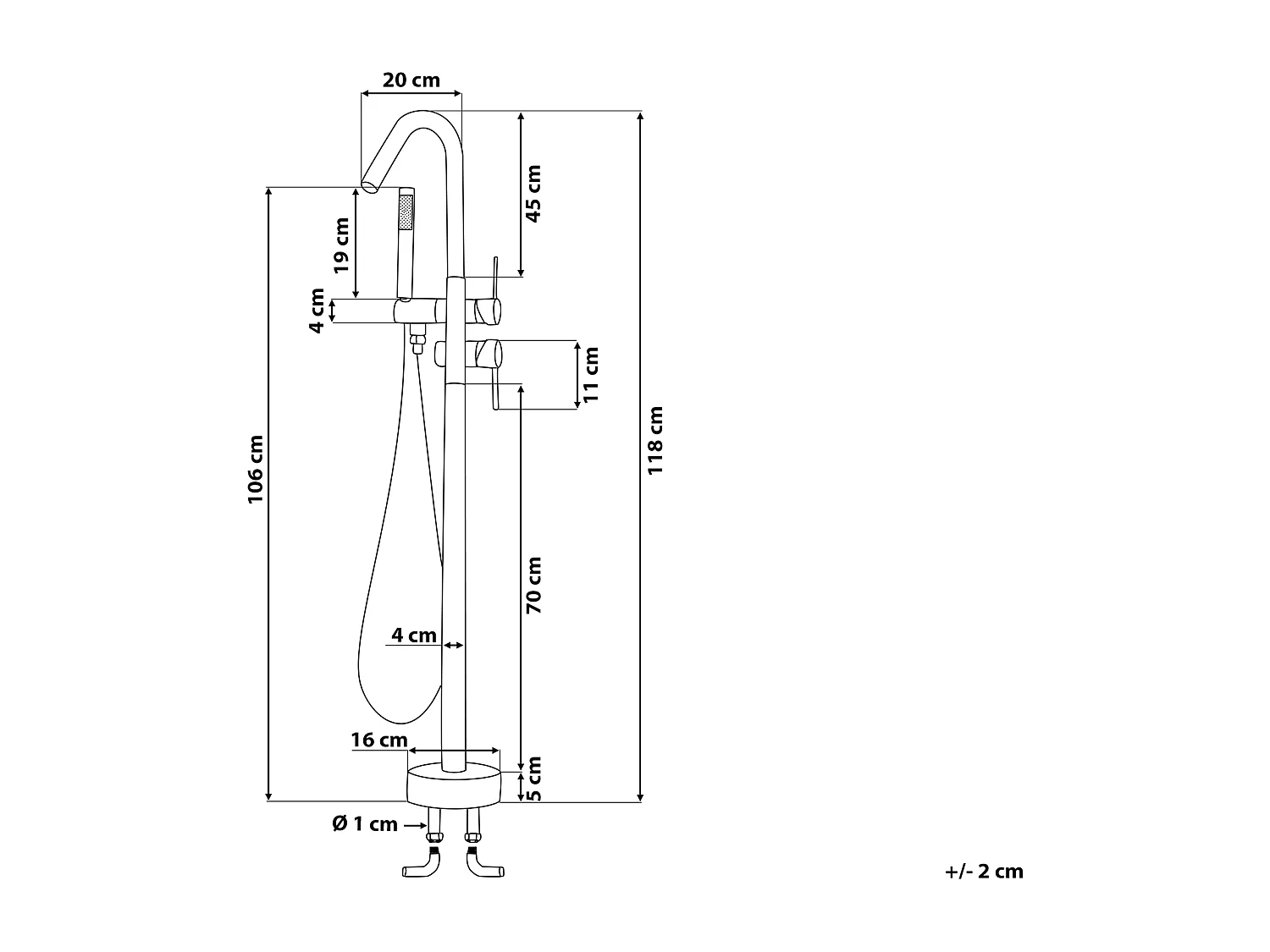Grifo para bañera independiente VICTORIA Negro
