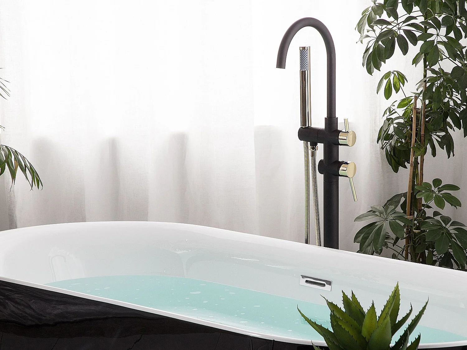 Bateria wannowa wolnostojąca TUGELA Czarny/ złoty