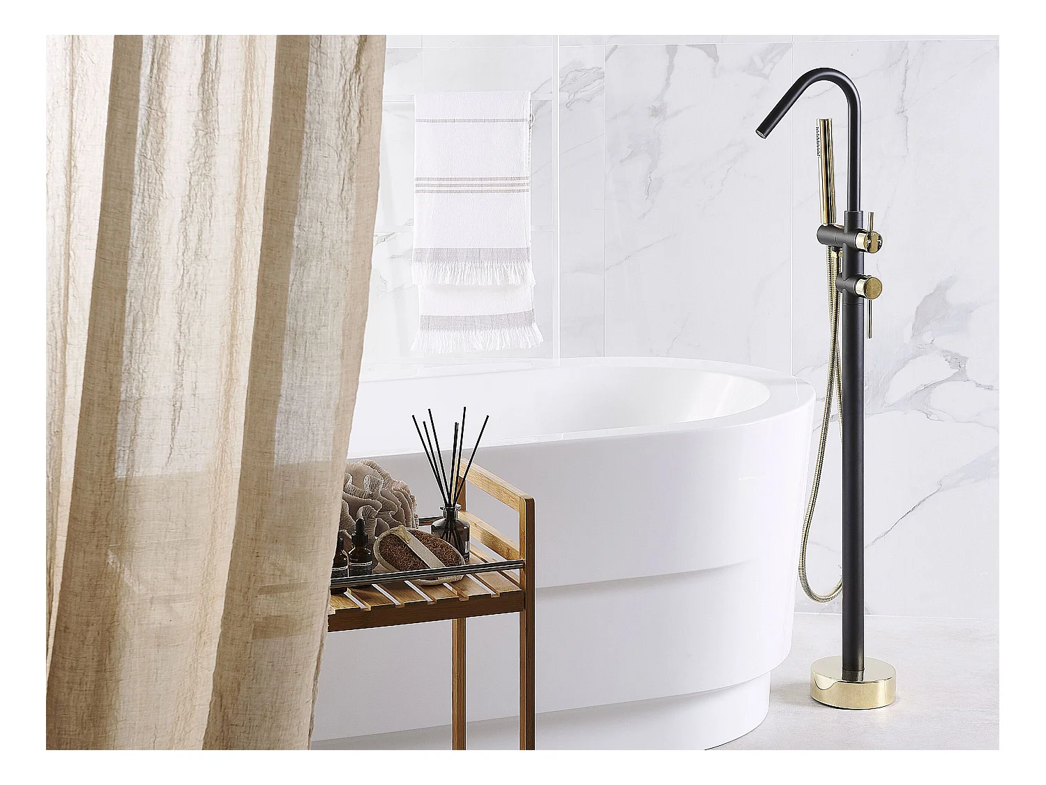 Robinet de baignoire autoportante VICTORIA Noir/doré
